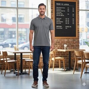 Volcom Polo Shirt Mens Large Grey Heathered Short Sleeve Golf Casual Business